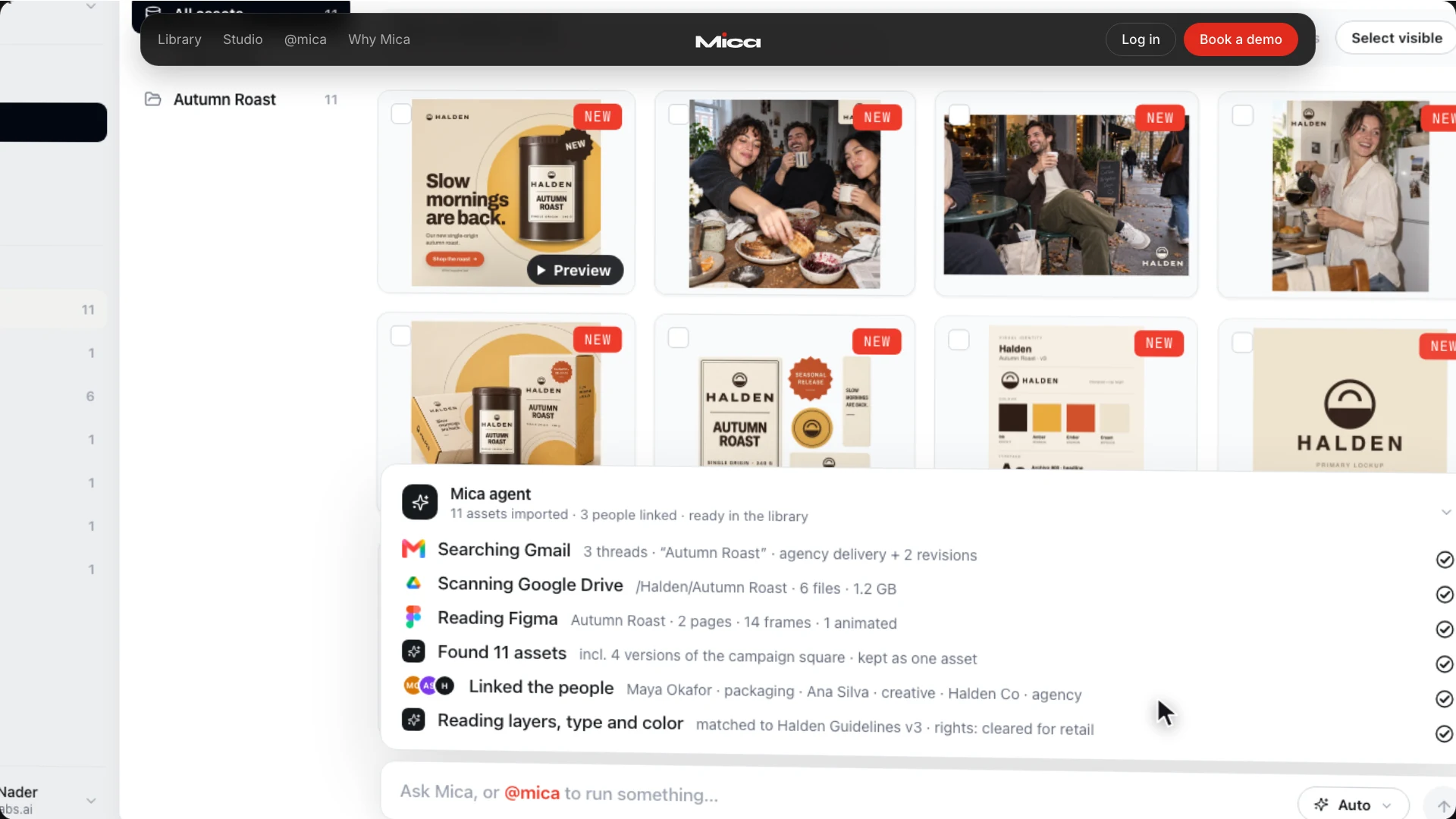 Bring your assets together from email, Google Drive, and Figma.